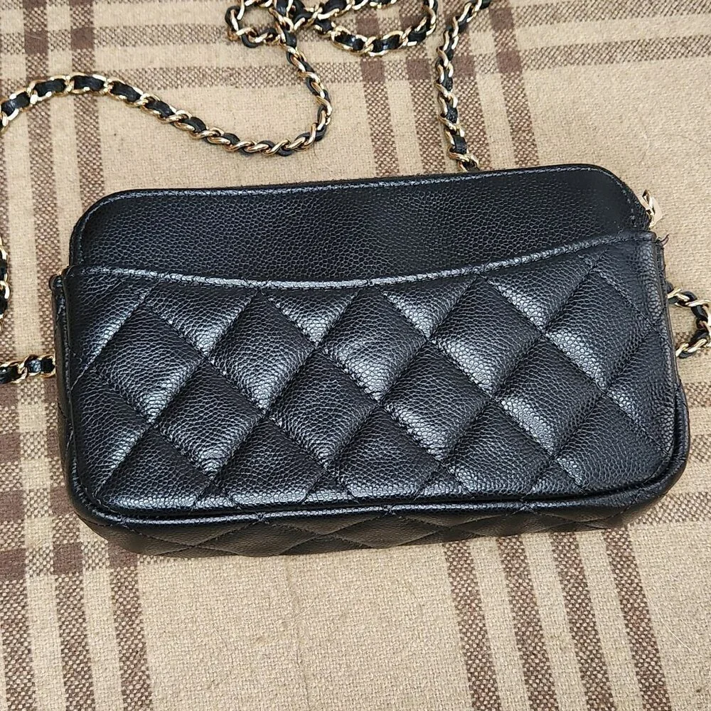 Chanel Black Wallet on Chain Leather Crossbody Bag, Authentic